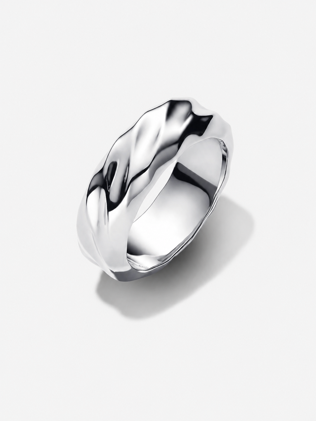 Gewellter Breiter Band-Ring Sterling-Silber