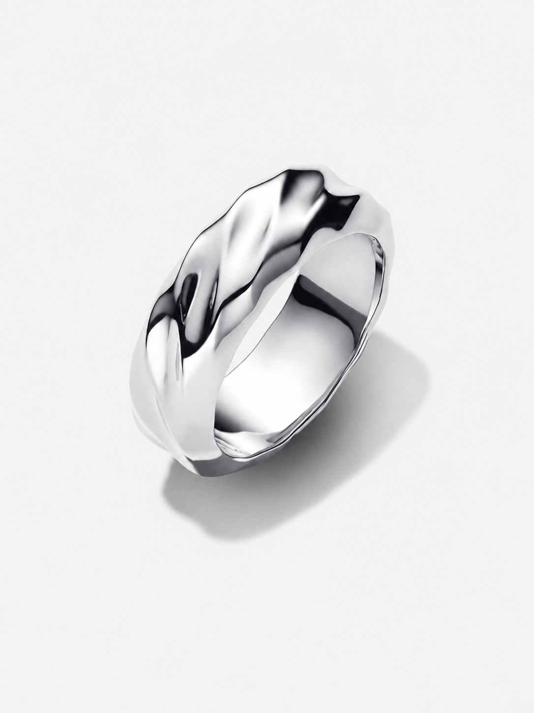Gewellter Breiter Band-Ring Sterling-Silber