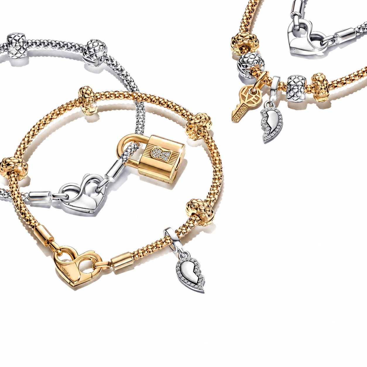 Ohrringe Creolen Signature Logo & Pavé Vergoldet