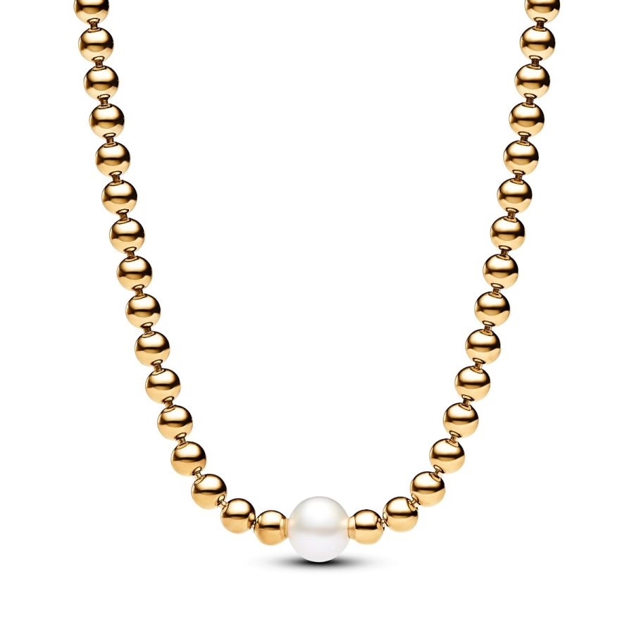 363176C01 Kette Collier Süßwasserzuchtperle Vergoldet
