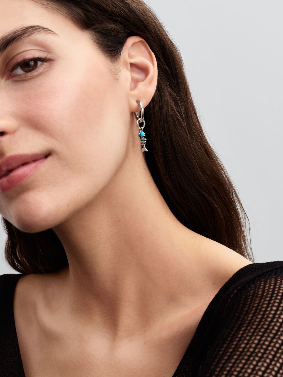 Türkisfarbener Fischgräte Charm-Anhänger Sterling-Silber Zweitbild