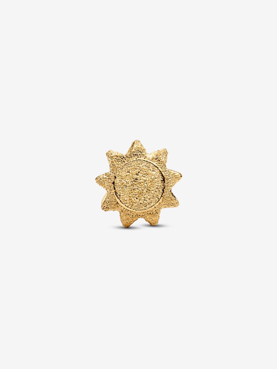 Strukturierte Sonne Mini-Charm 14 Karat Vergoldung