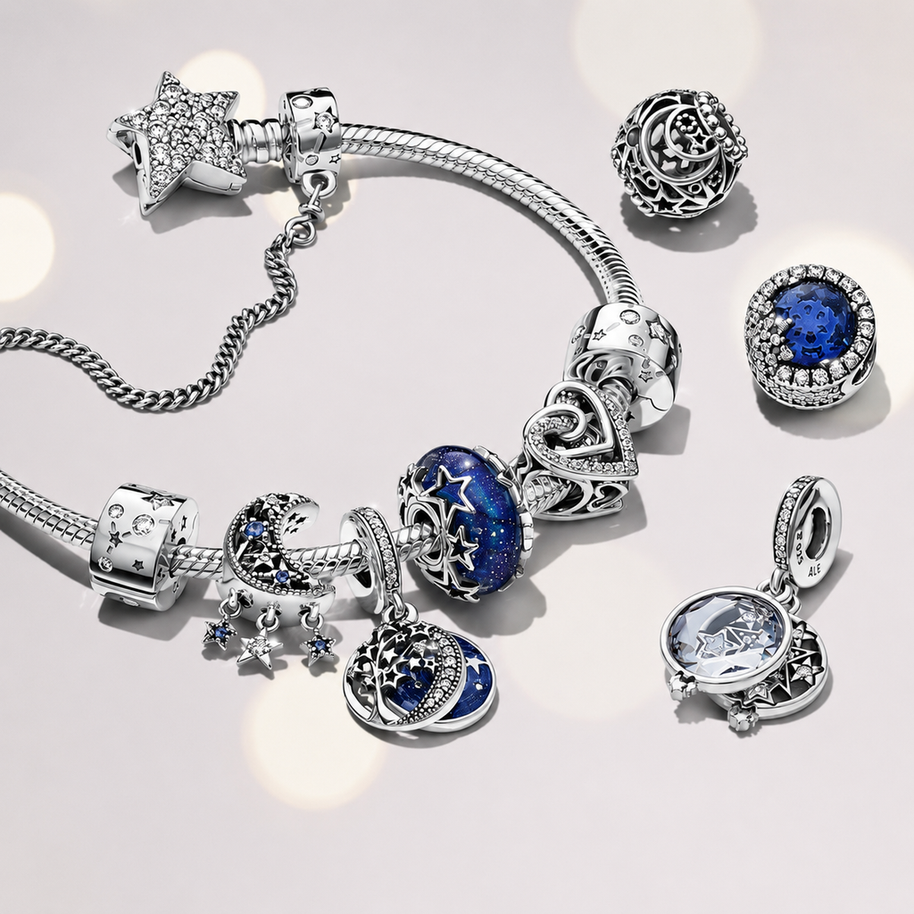 Tennisarmband Funkelnder Pavé Zirkonia Blau Silber