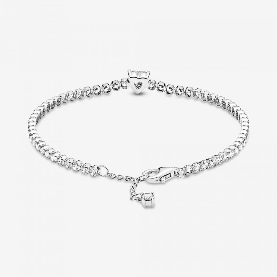 Tennisarmband Funkelndes Herz Zirkonia Silber
