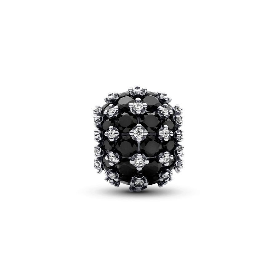 Charm Funkelndes Rundes Schwarzes Pavé Sterling-Silber Zweitbild