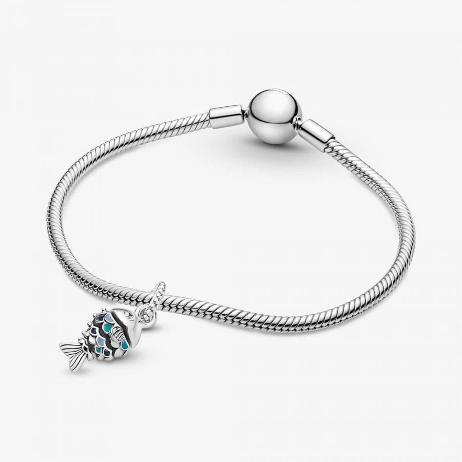 Charm-Anhänger Fisch mit Blauen Schuppen Sterling-Silber Zweitbild