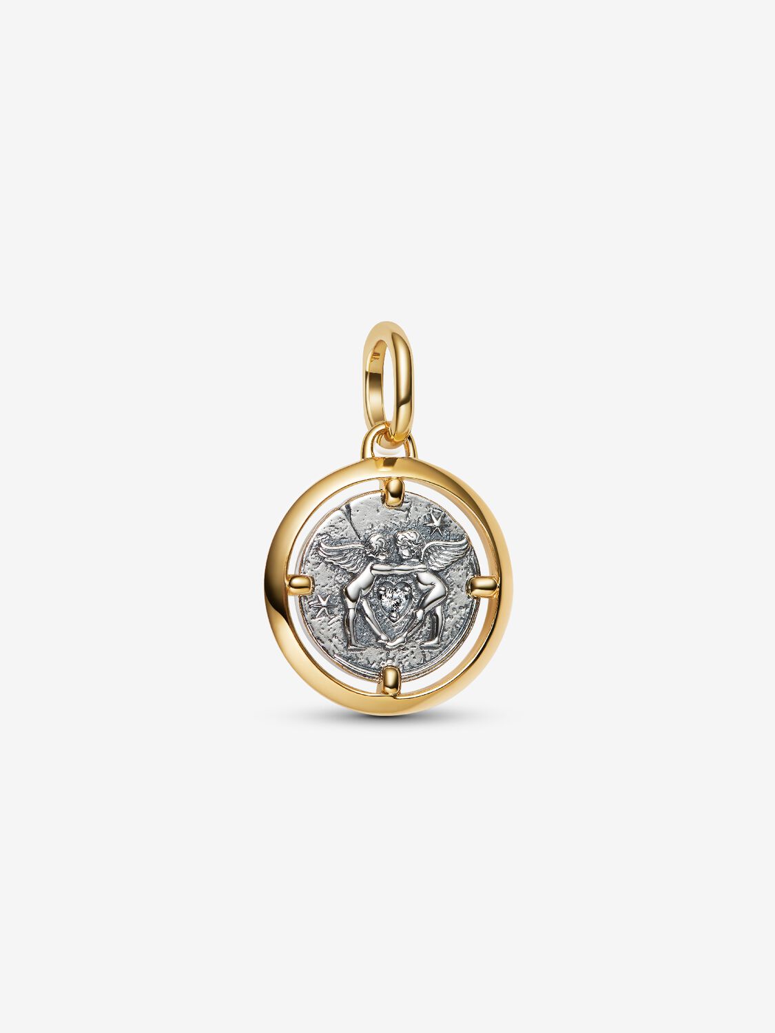 Amor Medaillon-Charm Sterling-Silber, 14 Karat Vergoldung Hauptbild