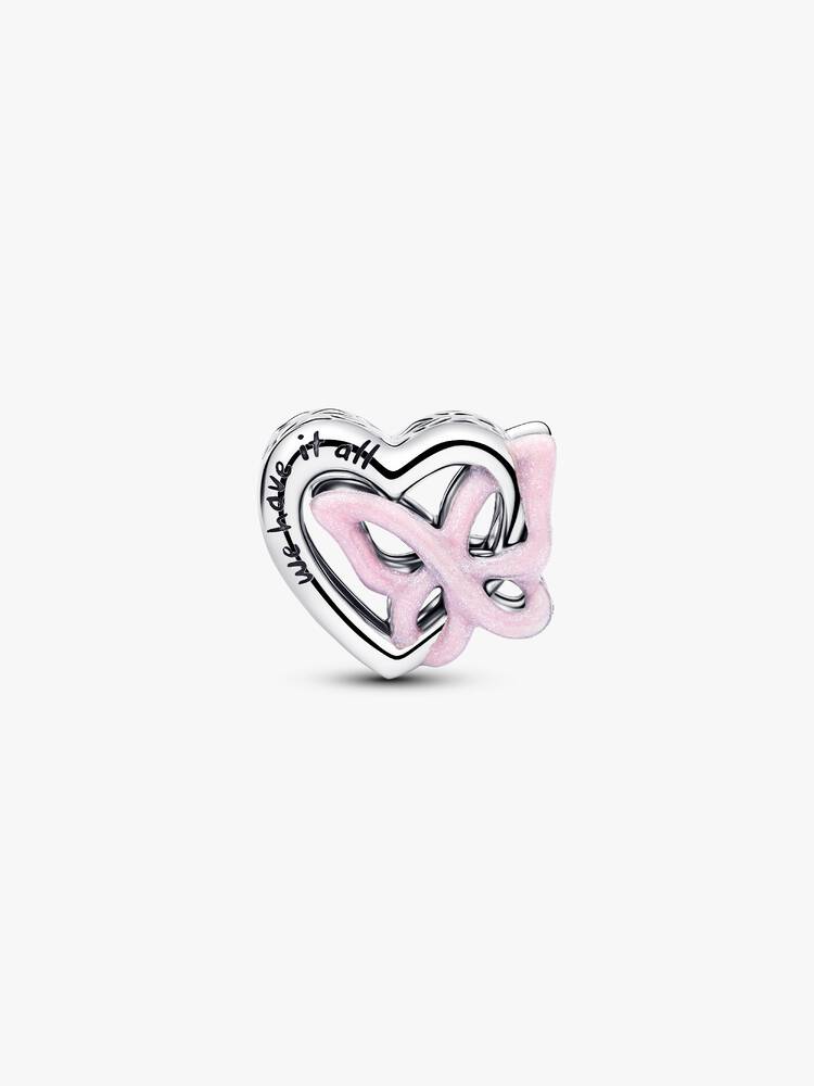 Verschlungenes Herz und Schmetterling Charm Sterling-Silber