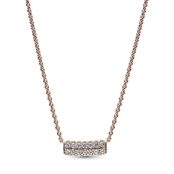 382621C01 Collier-Halskette Doppelreihige Pavé-Stab Rosé Vergoldet