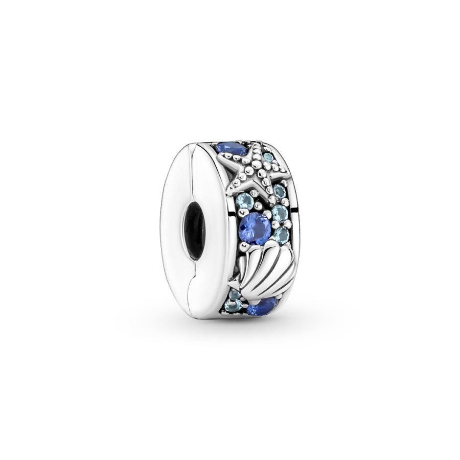 Charm-Clip Tropischer Seestern Muschel Sterling-Silber