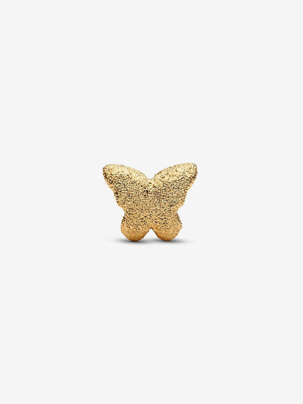 Strukturierter Schmetterling Mini-Charm 14 Karat Vergoldung