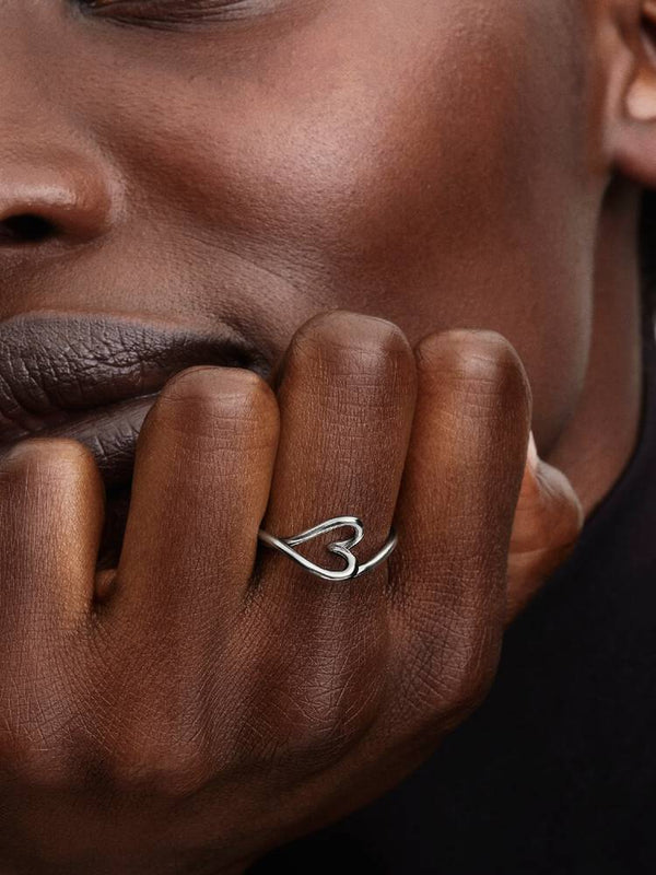 Organisch Geformtes Herz Kleiner Ring Sterling-Silber