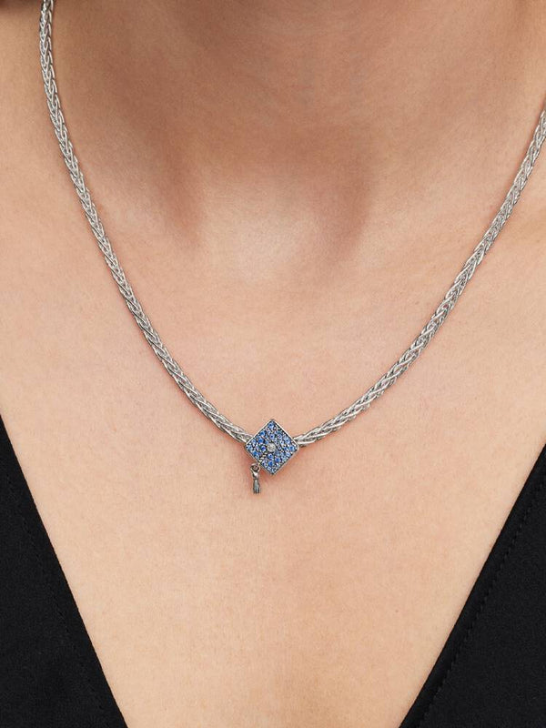 Funkelnde Blaue Absolventenmütze 2026 Charm Sterling-Silber