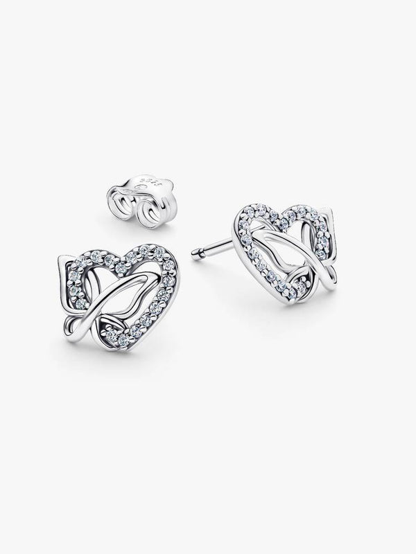 Verschlungenes Herz & Schmetterling Ohrstecker Sterling-Silber
