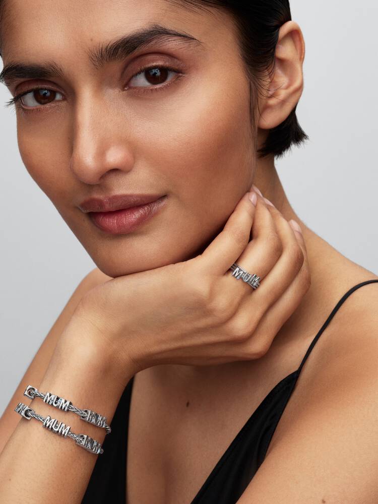 MUM Buchstaben Teilbarer Ring Sterling-Silber