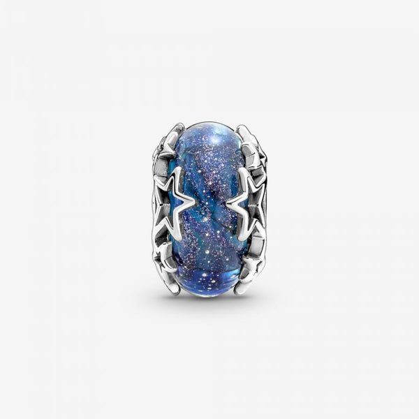 Charm Galaxis Blau & Stern Murano-Glas Sterling-Silber