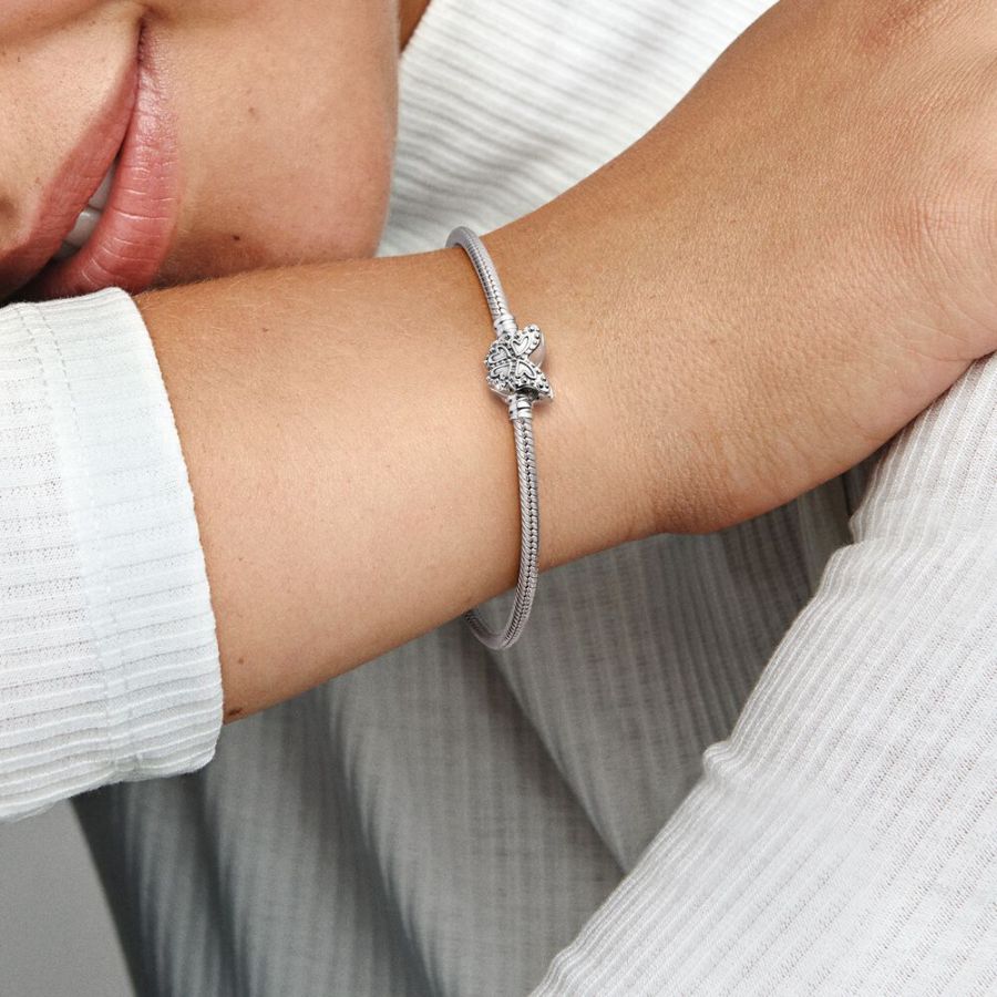 Gliederarmband mit Schmetterling-Verschluss Silber Zweitbild
