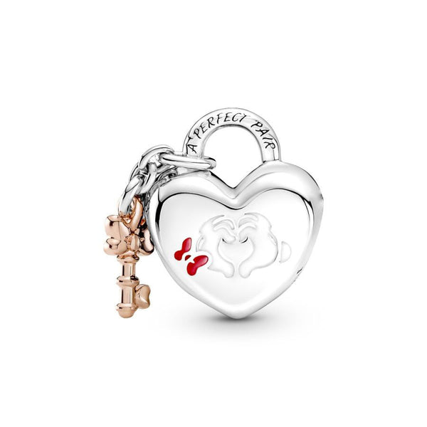 Charm Micky Maus & Minnie Maus Vorhängeschloss Silber