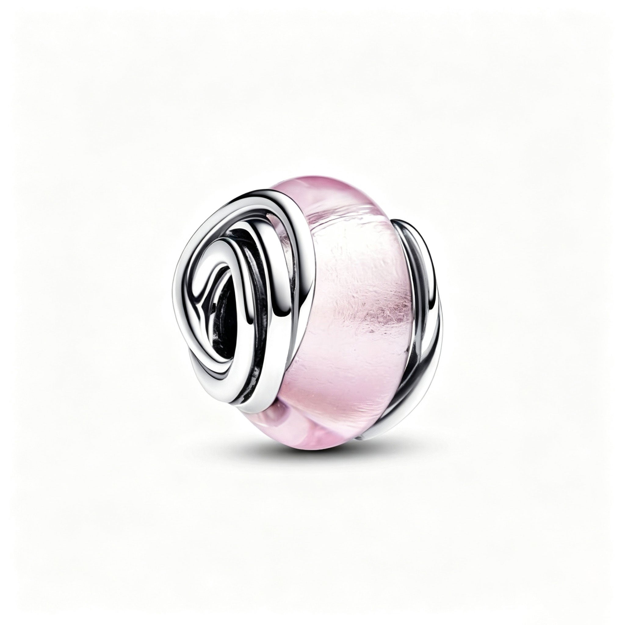 Charm Umschlungenes Rosafarbenes Murano-Glas Silber