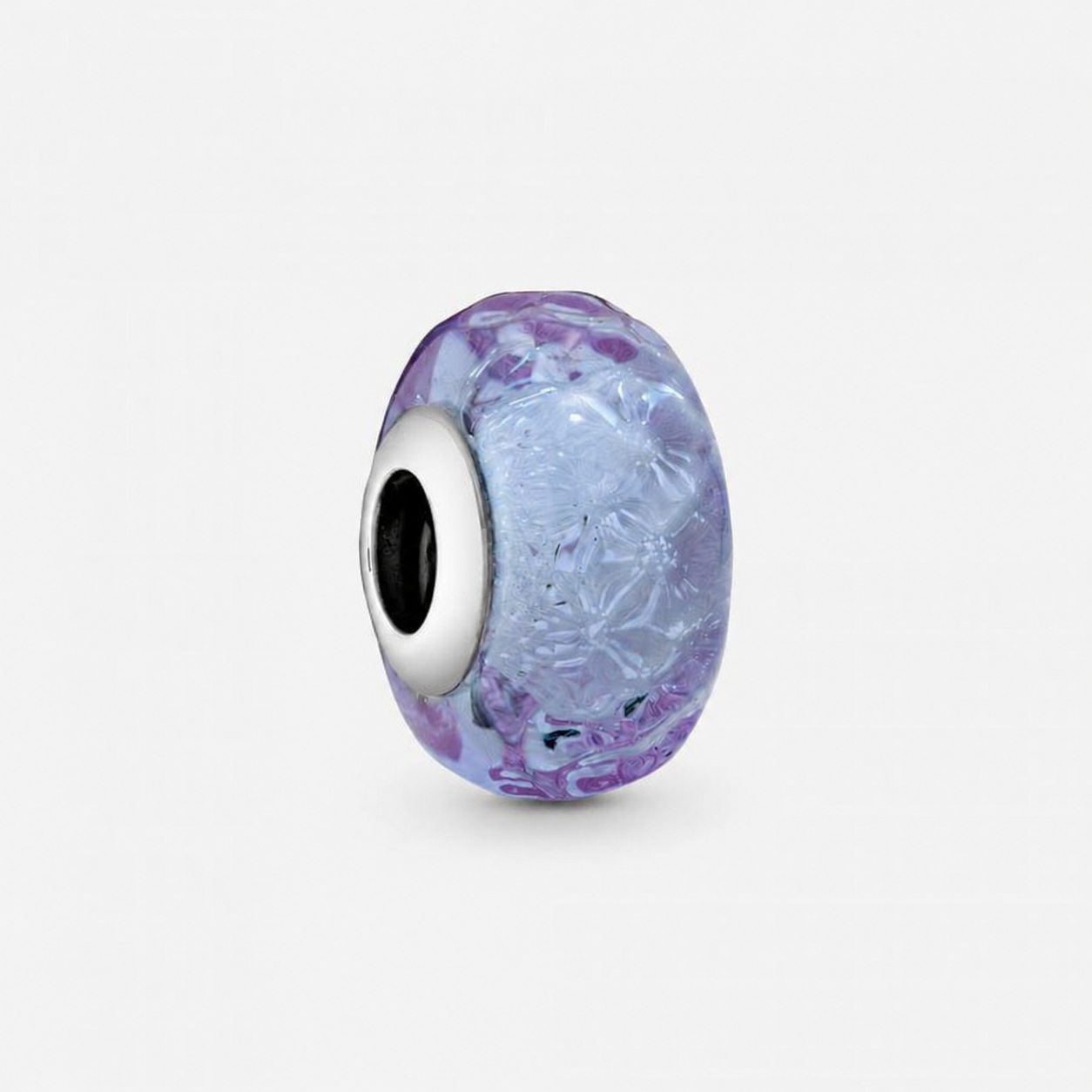 Charm Murano-Glas Wellenförmig Lavendelblau Silber Hauptbild