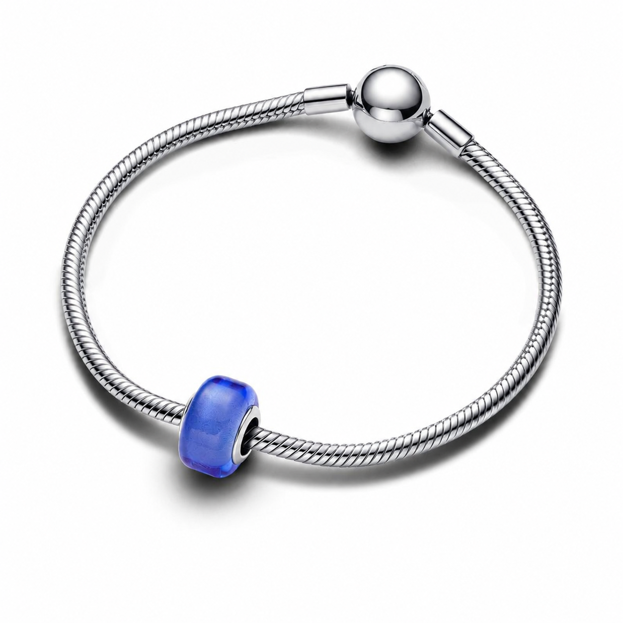 Mini-Charm Blaues Murano-Glas Sterling-Silber