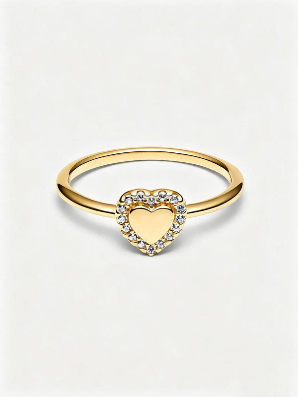 Gravierbarer Herz Strahlenkranz Ring
