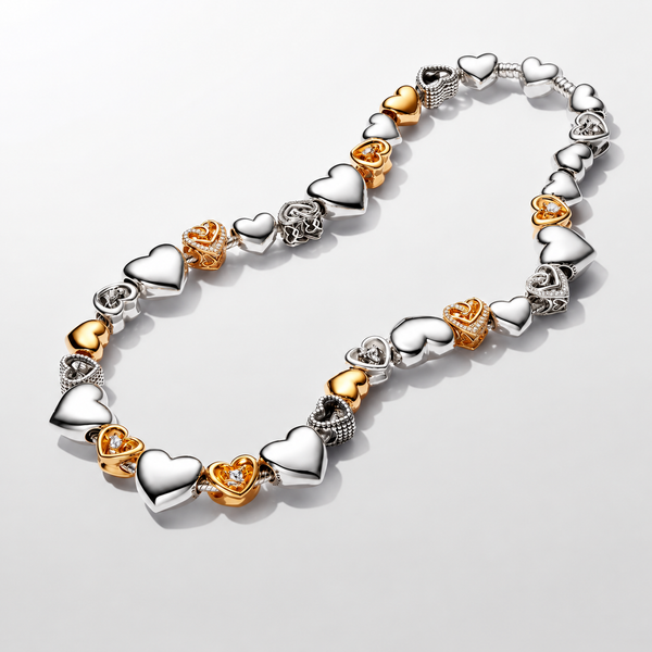 Schlangen-Gliederhalskette Herzverschluss Silber 393377C00