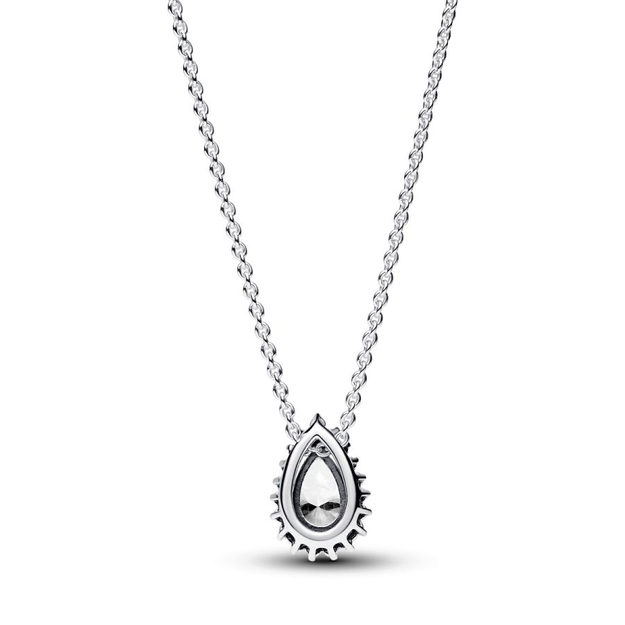 392832C01 Collier-Halskette Funkelnde Birnen-Kranz Zirkonia Silber