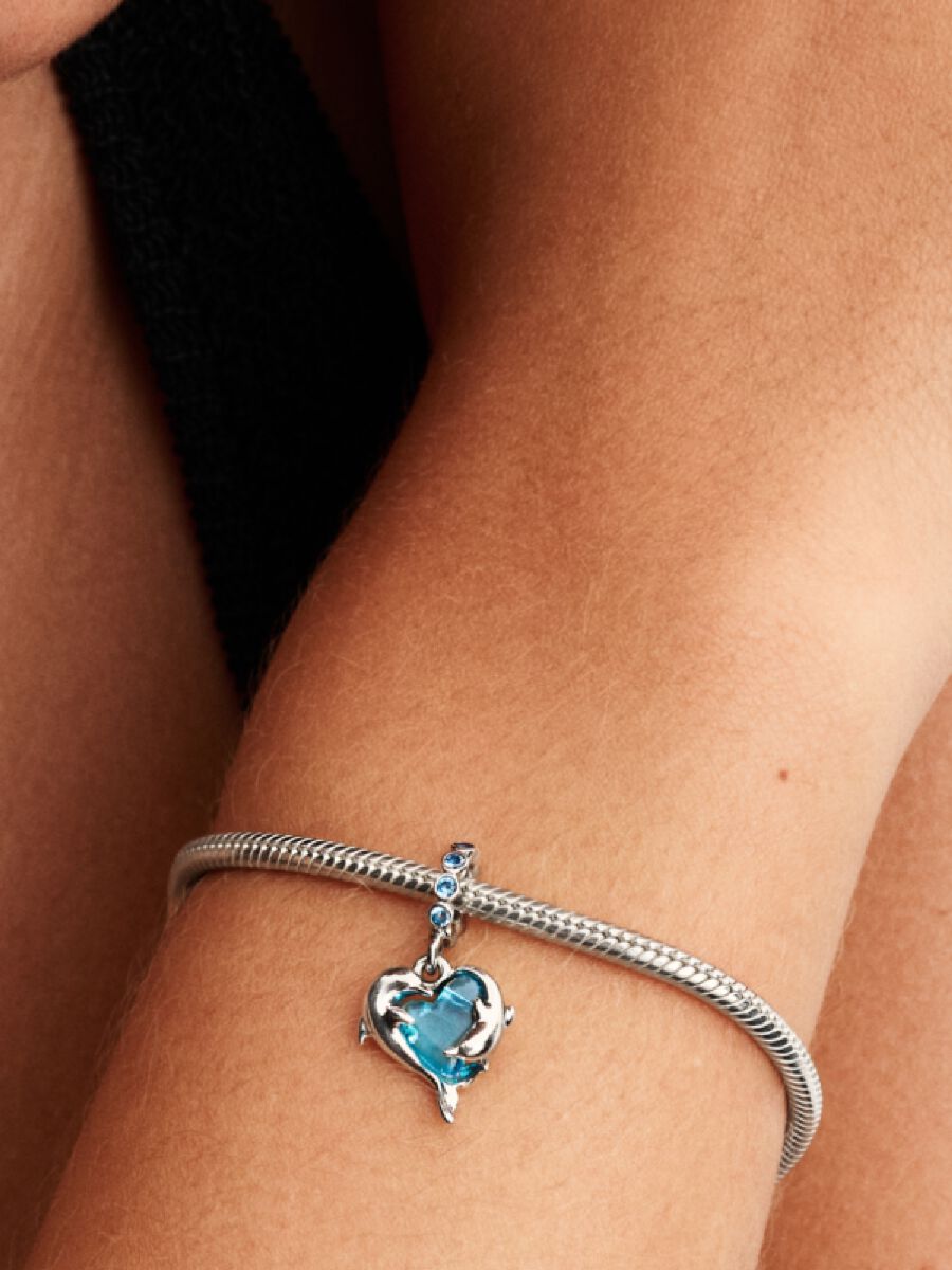 Blauer Murano-Glas Delfine Charm-Anhänger Sterling-Silber Zweitbild