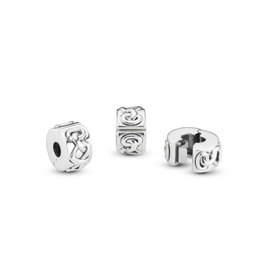 Charm Clip Knotted Hearts Sterling-Silber