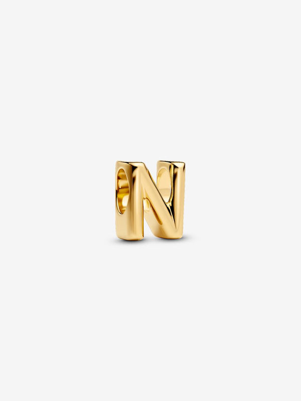 Buchstabe N Alphabet-Mini-Charm 14 Karat Vergoldung