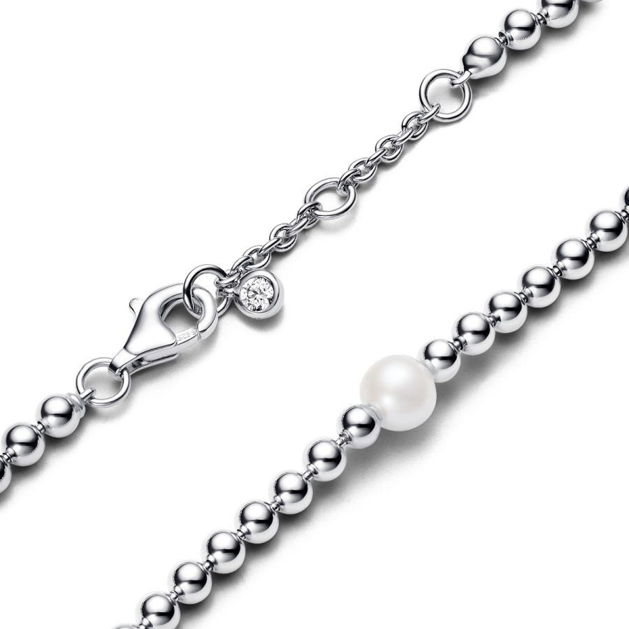 Armband Süßwasserzuchtperle & Kugeln Silber