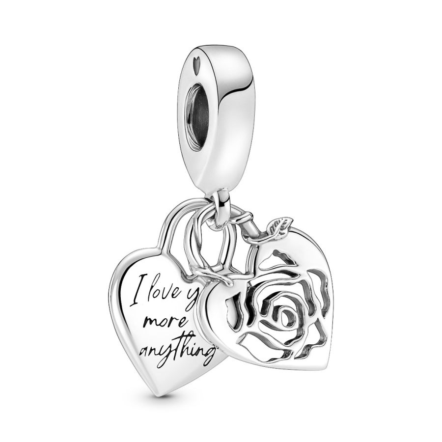 Charm-Anhänger Rose Herzschloss Sterling-Silber Hauptbild