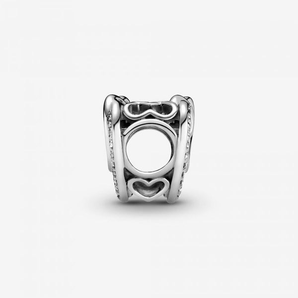 Charm Funkelnde Verschlungene Herzen Silber