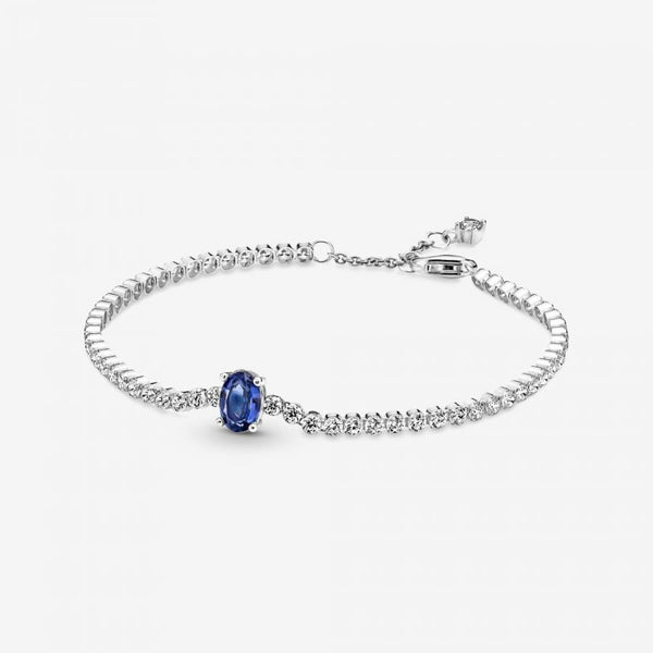 Tennisarmband Funkelnder Pavé Zirkonia Blau Silber