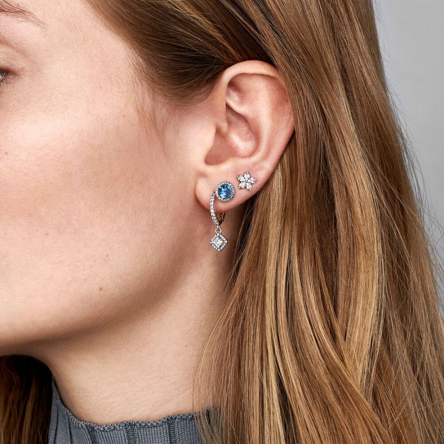 Ohrstecker Ohrringe Funkelnde Schneeflocke Sterling-Silber