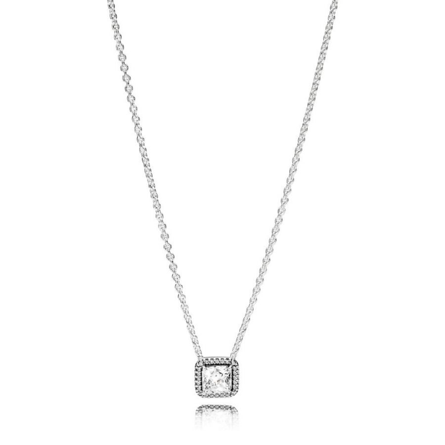 396241CZ Kette mit Anhänger Quadratischer Funkelnder Strahlenkranz