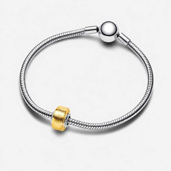Mini-Charm Murano-Glas Goldfarben Silber