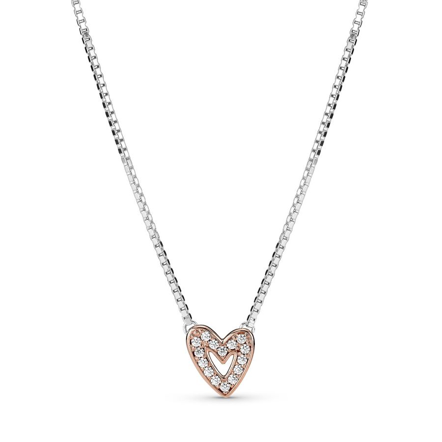380089C01 Halskette Anhänger Funkelndes Freihand-Herz Silber 14k Rosé Hauptbild