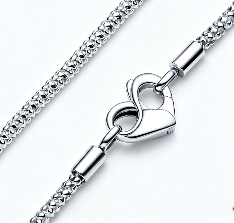 392451C00 Gliederhalskette mit Nieten Moments Silber 45 cm