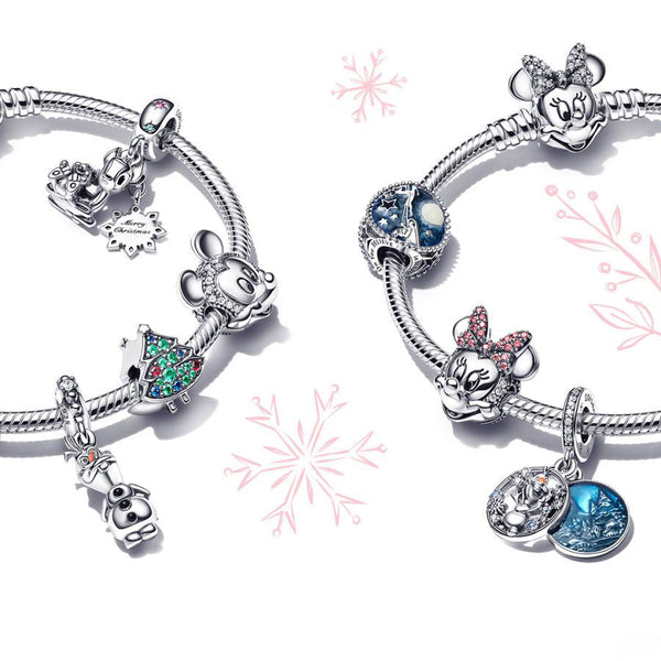 Charm Micky Maus & Minnie Maus Vorhängeschloss Silber
