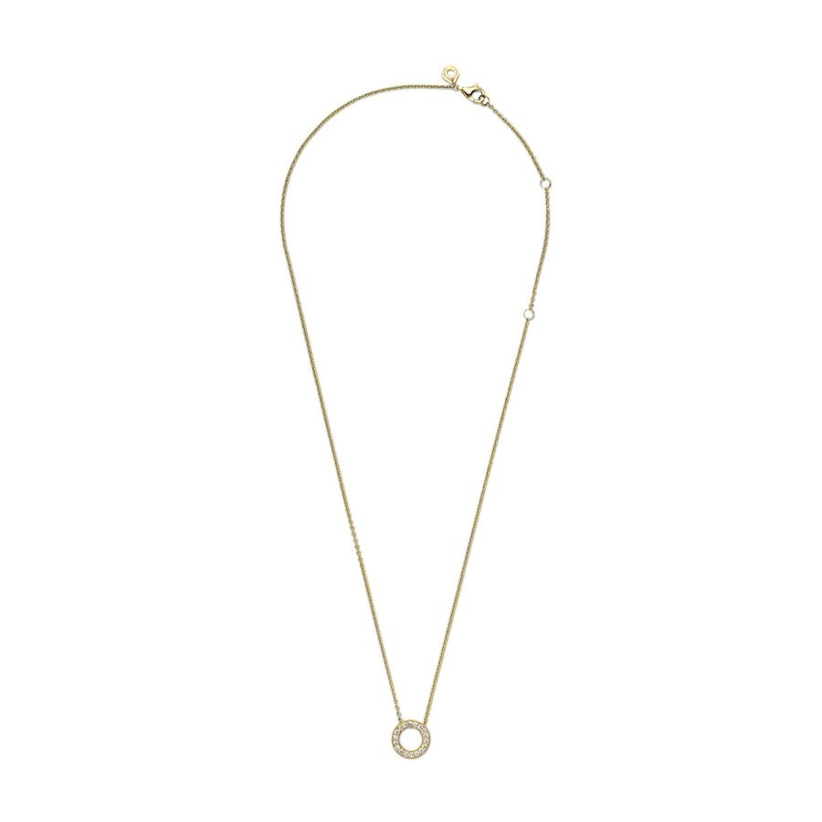 367436C01 Halskette Anhänger Logo Pavé-Kreis 14k Gold Plattiert