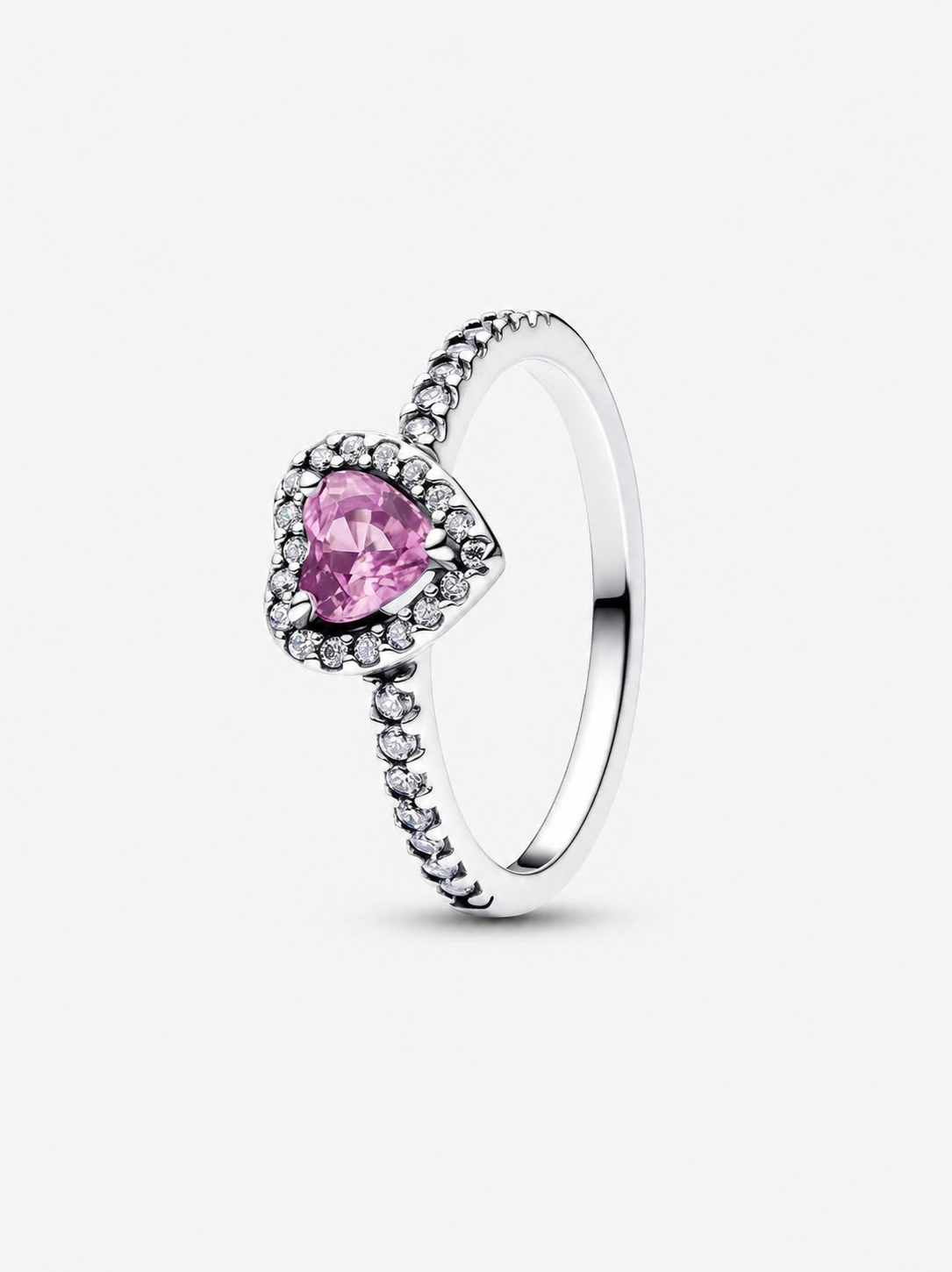 Erhabenes Hellviolettes Herz Ring Sterling-Silber Hauptbild