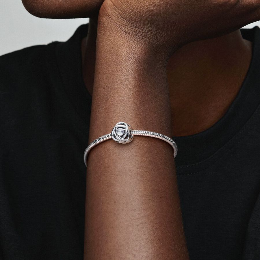 Charm April Geburtsstein Klarer Ewigkeitskreis Silber Zweitbild