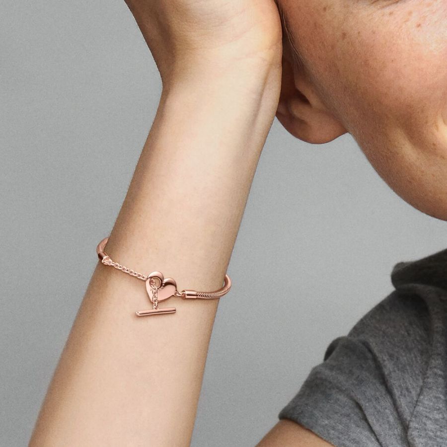 Armband Moments Herz T-Verschluss 14k Rosé Vergoldet