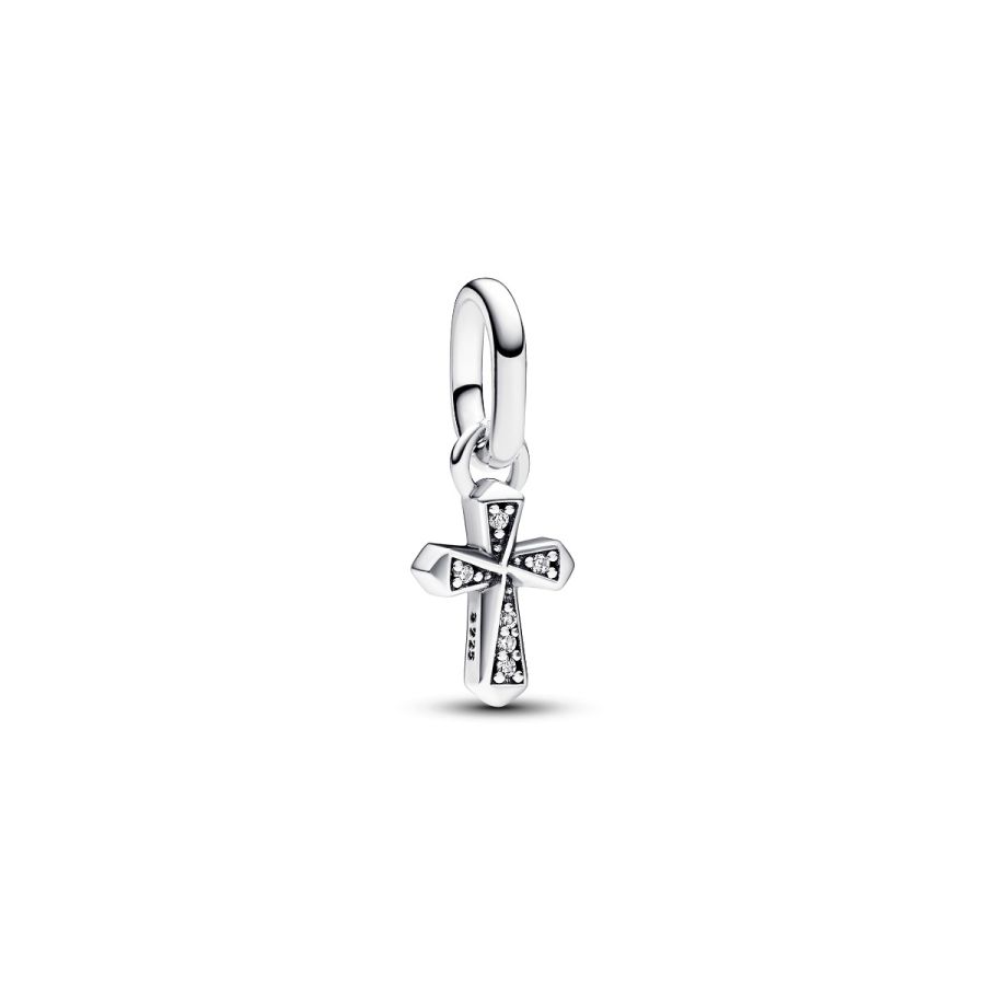 Mini-Charm-Anhänger Funkelndes Kreuz Zirkonia Silber
