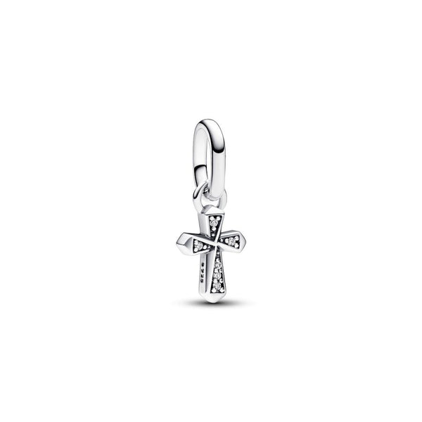 Mini-Charm-Anhänger Funkelndes Kreuz Zirkonia Silber