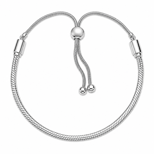 599652C01 Schlangen-Gliederarmband Schiebeverschluss Silber